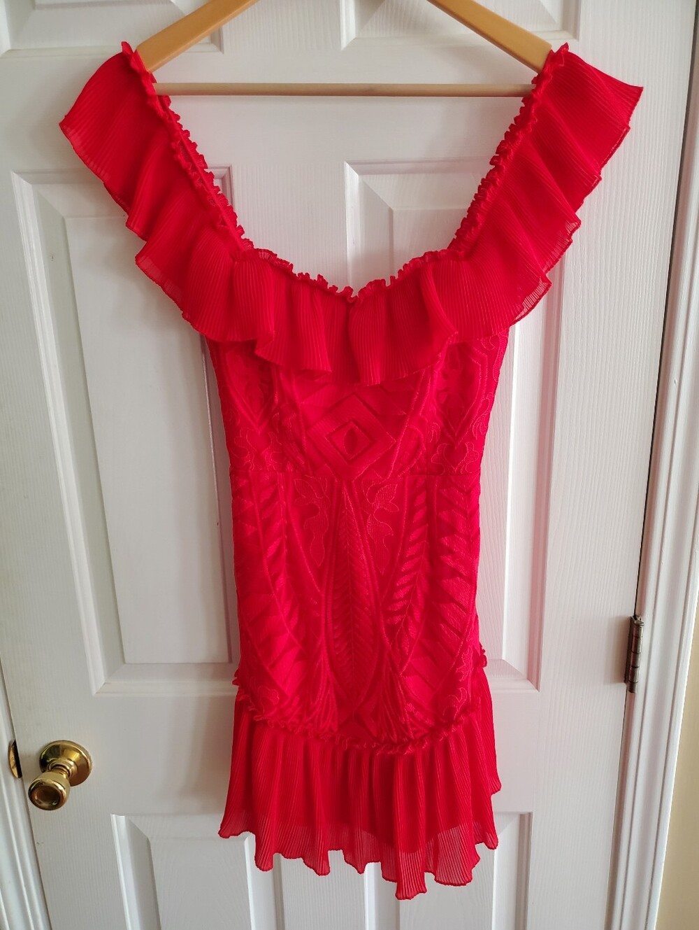 American Threads Verona Lace Mini Dress In Red Size Small New With Tags